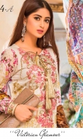 Printed Front Printed Back Printed Sleeves Digital Silk Dupatta Dyed Trouser Embroidered Neckline Embroidered Border for Front Two Embroidered Patches for Trouser