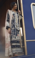 Shirt Digital Printed Embroidered (Front) Embroidered Cut work Motifs (Front) Embroidered Tassels x4 Embroidered Lace (Front) x2 Embroidered Border (Front) Digital printed Embellished Patches (Front) Digital Printed (Back and sleeves) Embroidered Cut work Border (Sleeves) Dupatta Zari Jacquard Embroidered Border (Pallus) Block Printed Patch (Pallus) Embroidered lace (Dupatta) Trouser Plain Trouser Embroidered Patch (Trouser)