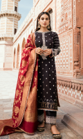 Sheesha Embroidered Front Pearl Printed Back Embroidered Sleeves Banarsi Dupatta Plain Trouser Embroidered Neckline Embroidered Trouser Lace