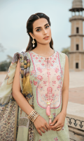 Embroidered Front Digital Printed Back Digital Printed Sleeves Digital Printed Silk Dupatta Plain Trouser Embroidered Neckline on Charmouse Silk Embroidered Trouser Lace Embroidered Border Embroidered Border Lace