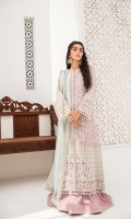 Embroidered Front Panels (Two) Embroidered Front Borders Embroidered Back Embroidered Hem For Front and back Embroidered lace for Front and Trouser Packet of Pearls and diamantes For Front Embroidered Sleeves Embroidered Sleeves Border Sheesha Embroidered Organza Dupatta Raw Silk Dyed Sharara Dyed Slip