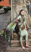 Embroidered Front	 Digital Printed Back	 Digital Printed Sleeves Digital Printed silk Dupatta Dyed trouser	 Embroidered Trouser Lace