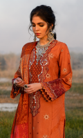 Embroidered Front Sheesha Embroidered Neckline Embroidered Border For Front Embroidered Border For Sleeves Embroidered Sleeves Block Printed Back Schiffli Embroidered Lace For Front Plain Trouser Jacquard Weaved Dupatta