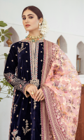 Sequins  Embroidered Front & Back Sequins Embroidered Sleeves  Sequins Embroidered Neckline Embroidered Lace (Front & Back) Embroidered Lace (Front) Embroidered Motifs (Front) Embroidered Border (Front & Back) Digital & Foil Print on Organza Dupatta  Sequins Embroidered Border on Charmeuse Silk For Dupatta (Four-Sided)  Embroidered Motifs For Dupatta (Four Sides) on Charmeuse Silk  Raw Silk Plain Trouser