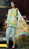 Printed Front Printed Back Printed Sleeves Printed trouser chiffon Dupatta Embroidered Patch for trouser