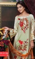 Embroidered Front Printed Back Printed Sleeves Printed Trouser Chiffon Dupatta Embroidered Patch