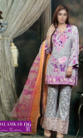 Embroidered Front Printed Back Printed Sleeves Printed Trouser Chiffon Dupatta Embroidered Patch