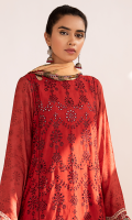 Schiffli Embroidered Front Embroidered Border for Front Digital Printed Back Digital Printed Sleeves Embroidered Lace for Sleeves and Trouser Digital Printed Chiffon Dupatta Plain Trouser