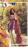 Embroidered Front Printed Back Printed Sleeves Chiffon Dupatta Dyed Trouser