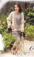 Embroidered Front Printed Back Printed Sleeves Chiffon Dupatta Printed Trouser Embroidered border patch for Front