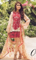Embroidered Front Printed Back Printed Sleeves Chiffon Dupatta Printed Trouser Embroidered border patch for Front