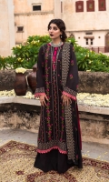 Shirt Front Embroidered on Karandi 1.25 yards  Shirt Back Embroidered on Karandi  1.25 yards  Shirt Sleeves Embroidered on Karandi 0.70 yards  Embroidered Bamber Chiffon Dupatta 2.65 yards  Dyed Karandi Trouser 2.65 yards