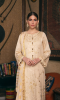 Embroidered shirt front on lawn cotail 1.25 yard Dyed back and sleeve on lawn cotail 2 yard Embroidered sleeve lace on organza 40 inch Embroidered shirt back border on organza 30 inch Zari chiffon Dyed Dupatta 2.75 yard Dyed cotton trouser 2.70 yard
