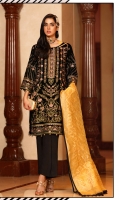 Gold Embroidery And Stone Work Front Shirt Stunning Black Velvet Gleaming Gold Duputta Dyed Trouser
