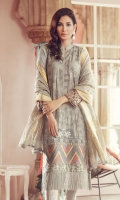 Embroidered Front Digital Printed Back & Sleeves Organza Jacquard Dopatta with Minor work Dyed Trouser