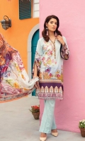 Digital Printed Shirt  (100% Pima Cotton) Dyed Cambric Trouser 100% Pure Voil Dupatta (Superior American Cotton)  Embroidered on Shirt  Embroidered Lace