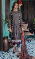 Schiffli Embroidered Shirt Front Schiffli Embroidered Sleeves Digital Printed Back Digital Printed Chiffon Dupatta Dyed Cambric Trouser