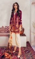 Embroidered Jacquard Shirt Front Embroidered Jacquard Sleeves Digital Printed Back Digital Printed Silk Dupatta Dyed Cambric Trouser