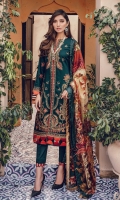 Embroidered Jacquard Shirt Front Embroidered Jacquard Sleeves Digital Printed Back Digital Printed Silk Dupatta Dyed Cambric Trouser