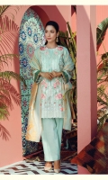 Embroidered Jacquard Net Shirt Front  Digital Printed Back & Sleeves  (100% Pima Cotton) Dyed Cotton Trouser Pearl Printed & Embellished Dopatta