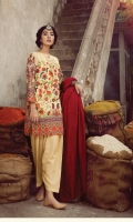Embroidered Shirt Front Printed back & sleeves Dyed Karandi Trouser Embroidered Shawl