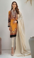 Printed & Embroidered Shirt Front Printed Shirt Back & Sleeves Embroidered NeckLine Khaadi Jacquard Dupatta Dyed Cambric Trouser