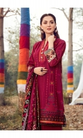 Embroidered Khaddar Shirt Front  Embroidered Khaddar Sleeves  Digital Printed Khaddar Shirt Back   Dyed Khaddar Trouser  Digital Printed Viscose Shawl