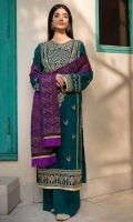 Embroidered Jacquard Khaddar Front Embroidered Jacquard Khaddar Back Center Embroidered Jacquard Khaddar Fabric For Side Panels Embroidered Jacquard Khaddar Sleeves Dyed Khaddar Trouser Multi Colored Jacquard Shawl Embroidered Hem Lace Embroidered Lace2 Yards