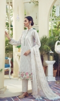 Schiffli Embroidered Self Jacquard Shirt Front] Schiffli Embroidered Self Jacquard Sleeves Digital Printed Back (100% Pima Cotton) Dyed Cotton Trouser Embroidered Chiffon Dopatta Embroidered Shirt border