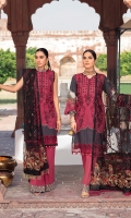 Embroidered front Embroidered daman Patti Digital printed back Digital printed sleeves Dyed trouser Embroidered Net dupatta