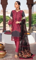 Embroidered front Embroidered daman Patti Digital printed back Digital printed sleeves Dyed trouser Embroidered Net dupatta