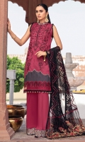 Embroidered front Embroidered daman Patti Digital printed back Digital printed sleeves Dyed trouser Embroidered Net dupatta