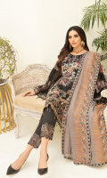 Embroidered chiffon front with sequence Embroidered chiffon back Embroidered chiffon sleeves Embroidered organza lace with pasting Embroidered organza ghera lace Embroidered chiffon dupatta – 2.50 Meter Raw Silk trouser – 2.5 Meter Embroidered organza trouser lace
