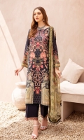 Digital printed shirt 3 meter  Embroidered front  Digital printed bambar chiffon dupatta 2.5 meter  Embroidered lace for trouser   Dyed trouser 2.5 meter