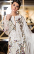 Embroidered chiffon front with sequence – 30 inch Embroidered chiffon back – 30 inch Embroidered chiffon sleeves with lace pasting– 1.25 Meter Embroidered tissue ghera lace – 1.5 Meter Embroidered chiffon dupatta – 2.50 Meter Grip trouser with patches– 2.5 Meter
