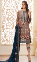 Three pcs embroidered chiffon suit