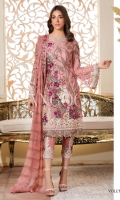 Three pcs embroidered chiffon suit