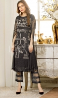 Embroidered chiffon front – 30 inch Embroidered chiffon back – 30 inch Embroidered chiffon sleeves – 1.25 Meter Embroidered net sleeves lace -1.25 Meter Embroidered net ghera lace – 1.5 Meter Digital printed dupatta – 2.50 Meter Grip trouser – 2.5 Meter Embroidered net trouser patch with net lace-2 patche