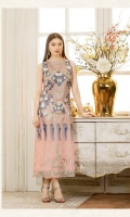 Embroidered chiffon front with sequence– 30 inch Embroidered chiffon back – 30 inch Embroidered chiffon sleeves – 1.25 Meter Embroidered tissue sleeves lace– 1.25 Meter Embroidered tissue ghera lace – 1.5 Meter Embroidered chiffon dupatta – 2.50 Meter Grip trouser – 2.5 Meter Embroidered tissue trouser patch- 4 patches