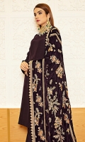 Velvet shawl with dyed unstitch raw silk