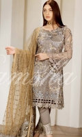 Embroidered Chiffon Front  Embroidered Back  Embroidered Chiffon Dupatta Grip Trouser With Embroidered patch