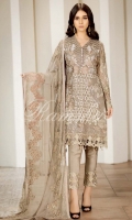 Embroidered Chiffon Front  Embroidered Back  Embroidered Chiffon Dupatta Grip Trouser With Embroidered patch