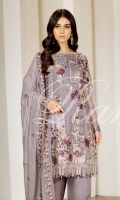 Embroidered Chiffon Front  Embroidered Back  Embroidered Chiffon Dupatta Grip Trouser With Embroidered patch