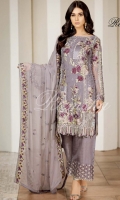 Embroidered Chiffon Front  Embroidered Back  Embroidered Chiffon Dupatta Grip Trouser With Embroidered patch