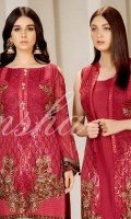 Embroidered Chiffon Front  Embroidered Back  Embroidered Chiffon Dupatta Grip Trouser With Embroidered patch
