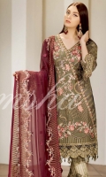 Embroidered Chiffon Front  Embroidered Back  Embroidered Chiffon Dupatta Grip Trouser With Embroidered patch
