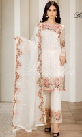 Embroidered Chiffon Front  Embroidered Back  Embroidered Chiffon Dupatta Grip Trouser With Embroidered patch