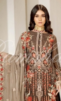 Embroidered Chiffon Front  Embroidered Back  Embroidered Chiffon Dupatta Grip Trouser With Embroidered patch