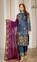 Embroidered Chiffon Front  Embroidered Back  Embroidered Chiffon Dupatta Grip Trouser With Embroidered patch