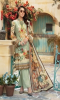 Digital Printed Lawn Shirt With Embroidered Neck Digital Printed Lawn Dupatta Dyed Cambric Trouser